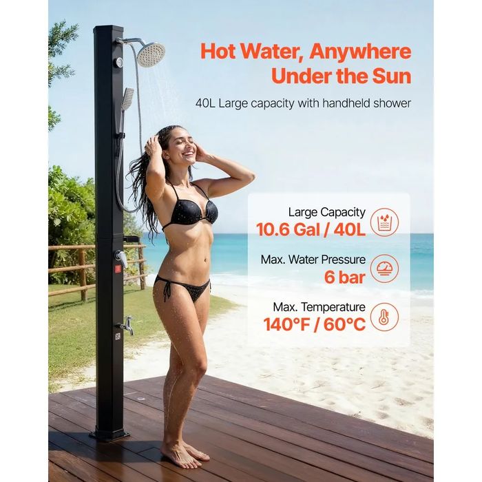 Dus incalzit cu energie solara 40L pentru piscina, dus exterior cu