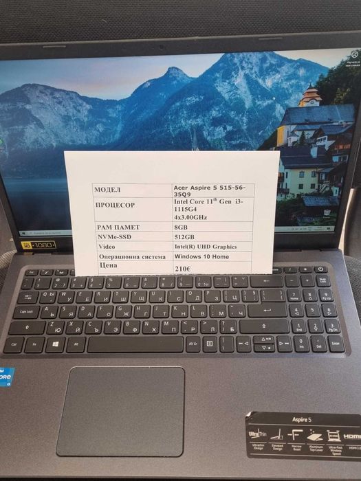 Лаптоп Acer Aspire 5 A515-56-35Q9 i3 8 ram 512 ssd