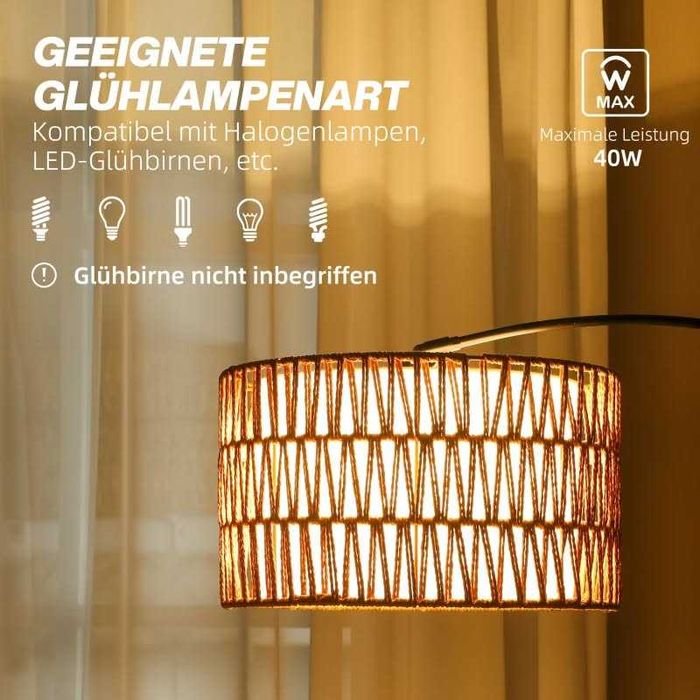 Подова лампа HOMCOM с абажур от конопено въже