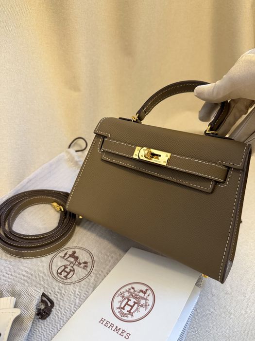 Geanta hermes kelly mini taupe- produs in stoc