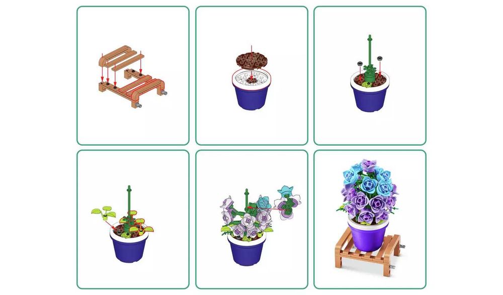 Конструктор Zuru MAX Garden цвете в саксия Комплект от 4бр лего