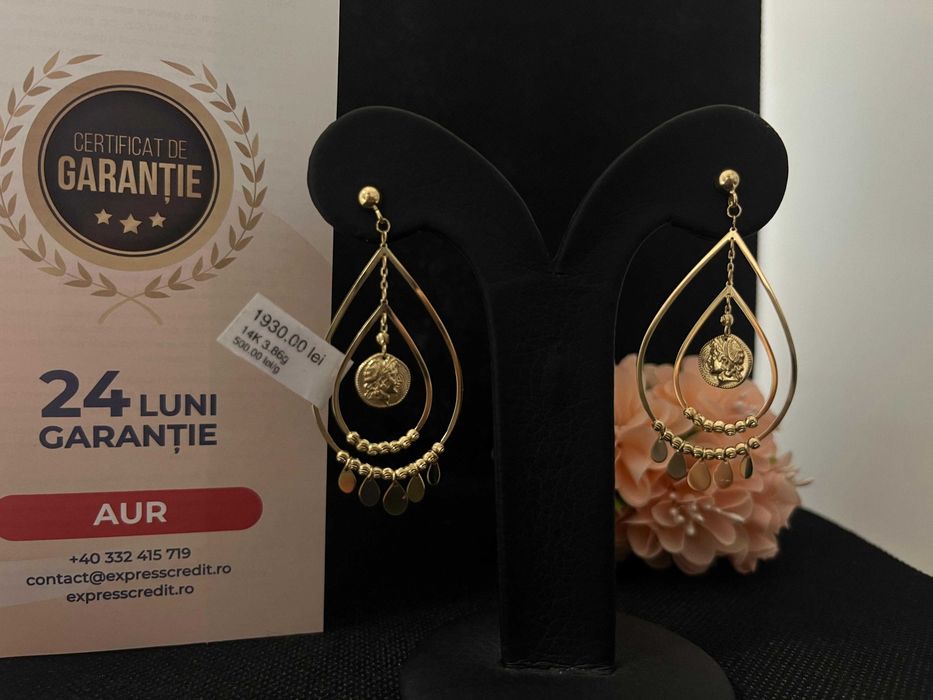 Cercei Aur 14k 3.86g (AG16 Moldova b33184)-Garantie 2 ani!