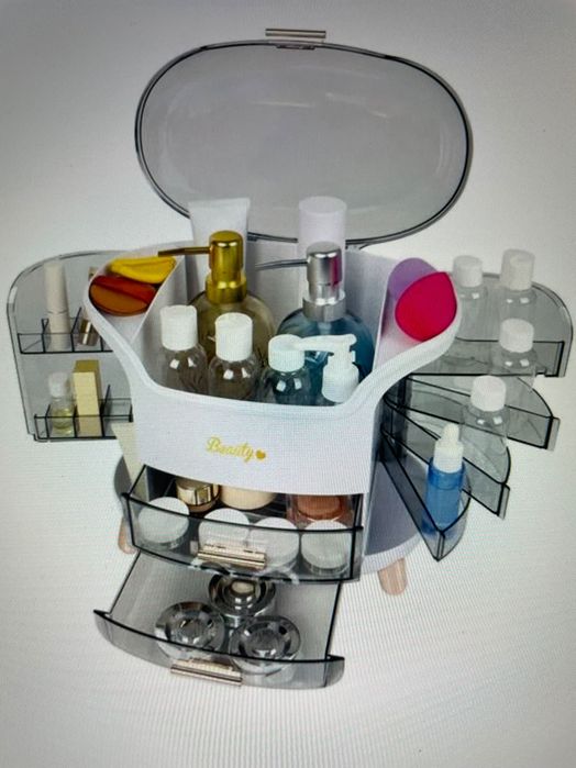 Organizator cosmetice cu capac | mare, elegant, compartimente | cadou perfect | nou