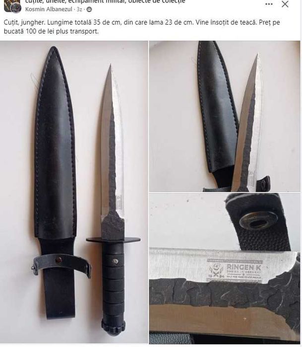 Cutit Pentru ,Injunghiat porci,Transat, Bucatarie cu doua Taisuri+Husa