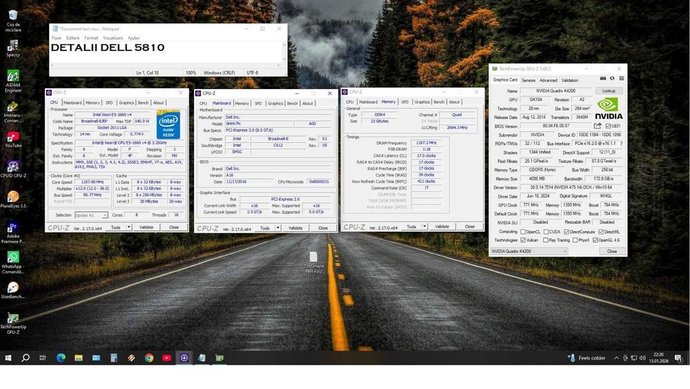 Server Intel Xeon Dell T5810 ,36 threads, 32gb Ram Ddr4,Nvidia Quadro