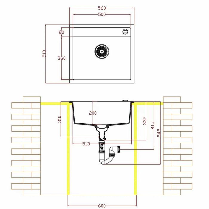 Гранитна кухненска мивка Einbauspule Granit Waltz 56Fe 65029