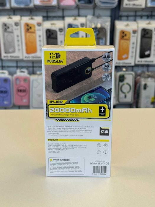 Baterie Externa Premium, 20.000 mAh ,22.5W PD USB TIP C ,AFISAJ