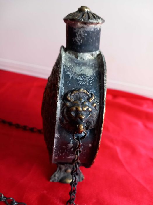 19Век Стара Бронзова Барутница,Барутник Свети Георги