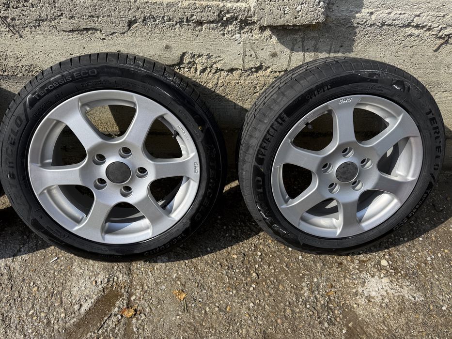 Jante aliaj CMS 5x112 r15 cu cauciucuri noi de vara