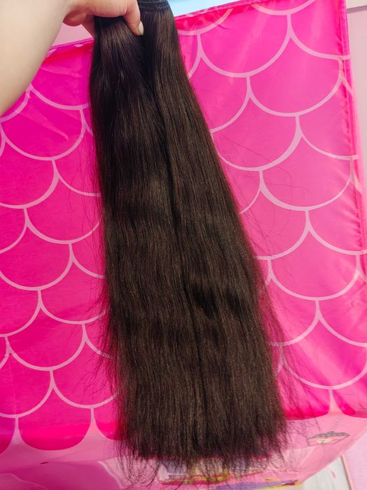 Естествена виетнамска коса на треса 150гр 55см тъмно кестеняво