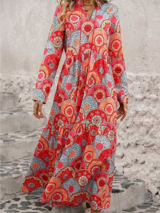 Рокля EMERY ROSE за жени – дълга рокля с флорален принт, стил: Бохо