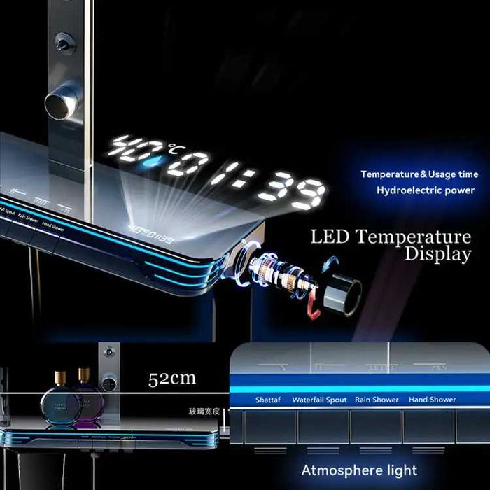 Модерен хидромасажен душ с дисплей и LED подсветка D38