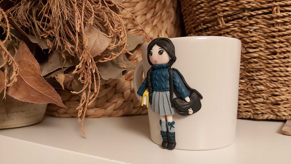 Cadou fetite/iubita cana papusa scolarita, eleva, studenta fimo