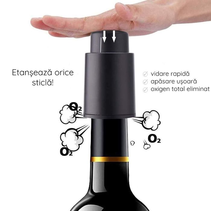 Dop reutilizabil cu funcție de vidare sticla vin