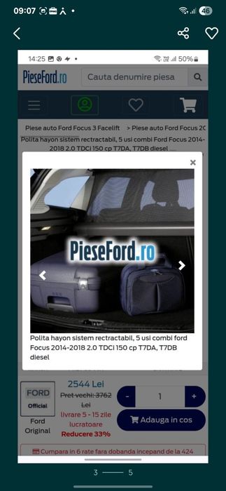 Tăviță portbagaj polita bagaje focus mk3.5 2016 combi 5 uși