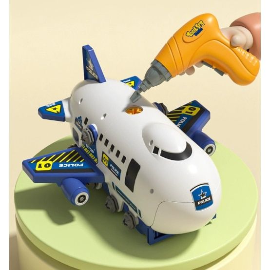 Avion Jucarie 2in1 - Demontabil, Model Politie, mini Vehicule, Joynix