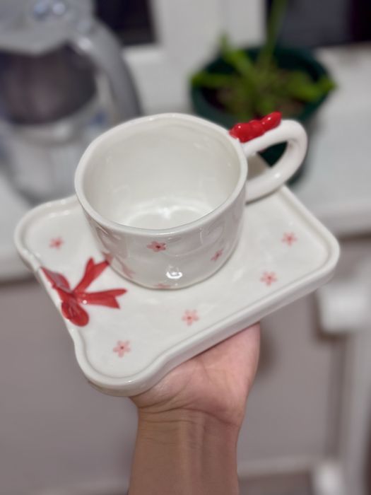 Чашка керамическая с тарелкой
