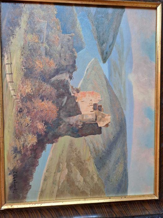 tablou pictura pe pfl semnat Egon Chabert 51/61 cm