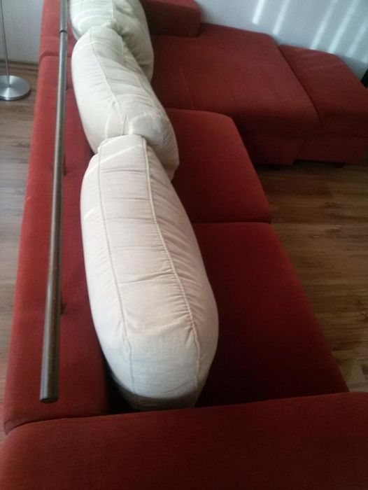 Диван в керемидено червено и табуретка