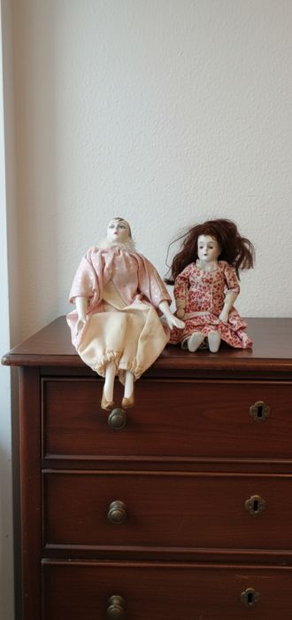 Set 2 păpuși vechi de colecție din porțelan pentru reconditionat