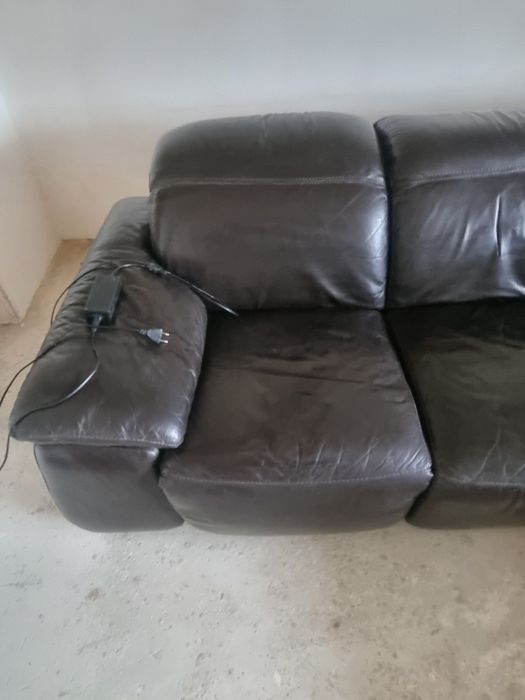 Canapea Coltar piele naturala cu recliner electric