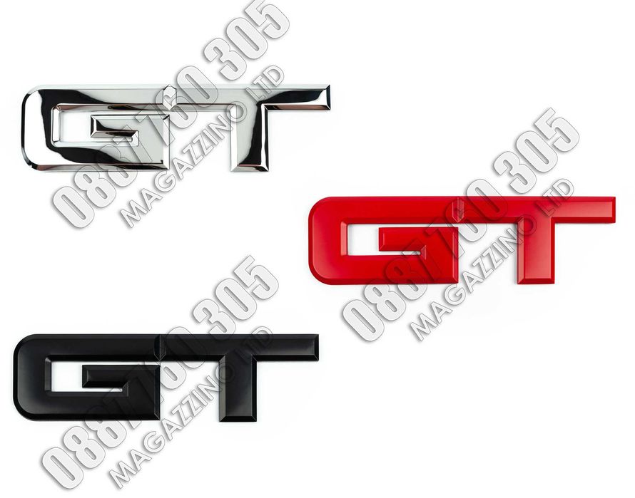 Mustang GT Метални Букви за Задния Капак Черен Червен Мат или Хром