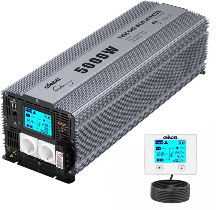 Инвертор GIANDEL 5000W 12V към 230V Чиста Синусоида с Дистанционно