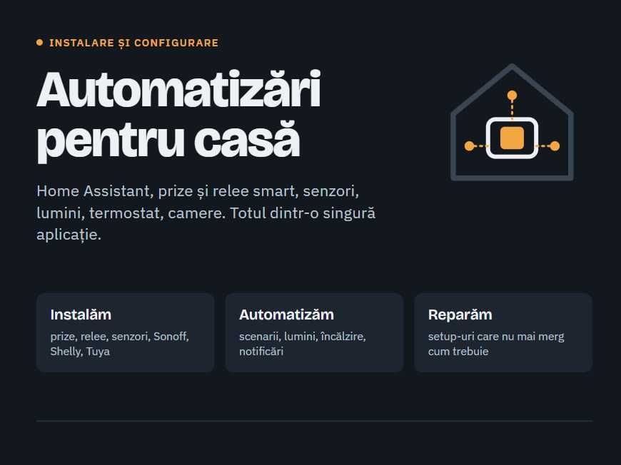 Instalare smart home, Home Assistant, automatizări casă, emitem factură