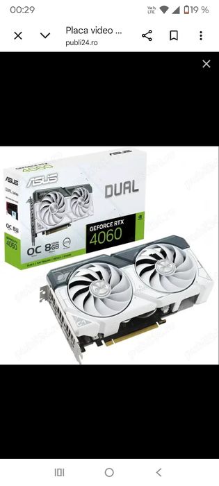 Placa video ASUS GeForce RTX  4060 DUAL OC, 8GB GDDR6, 128-bit