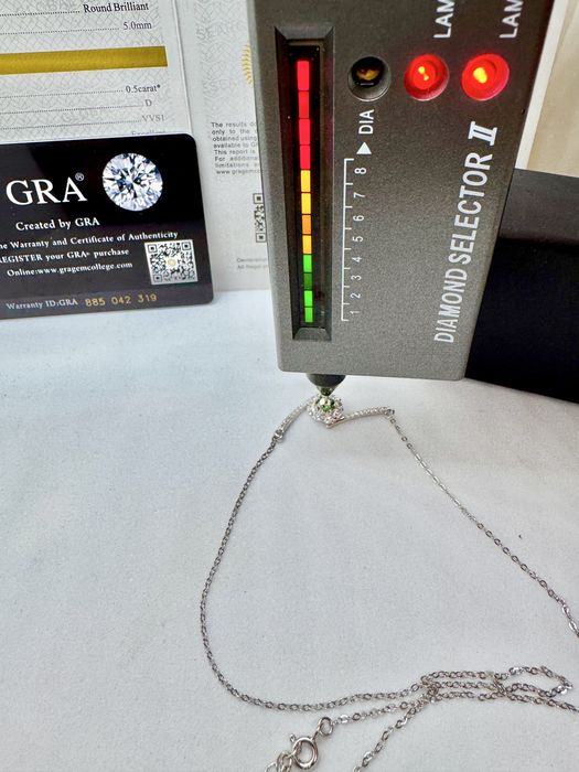 Сребърно колие с мойсанит (Диамант) 0.5 карата