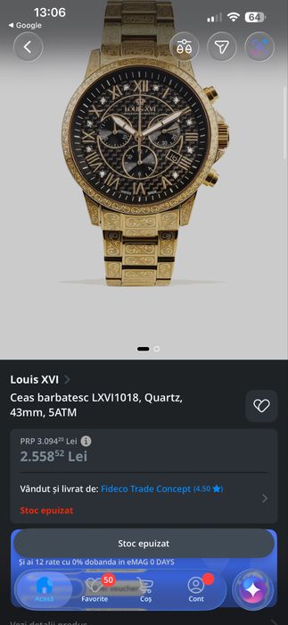 Ceas elvetian Louis XVI Palais Royale editie limitata , cadran 43mm