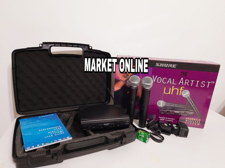 Microfon set wireless Karaoke DJ Shure SM 58 case/valiza Shure