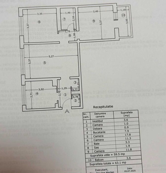 Apartament 3 camere renovat - etaj 7 - str Jean Steriadi - Titan