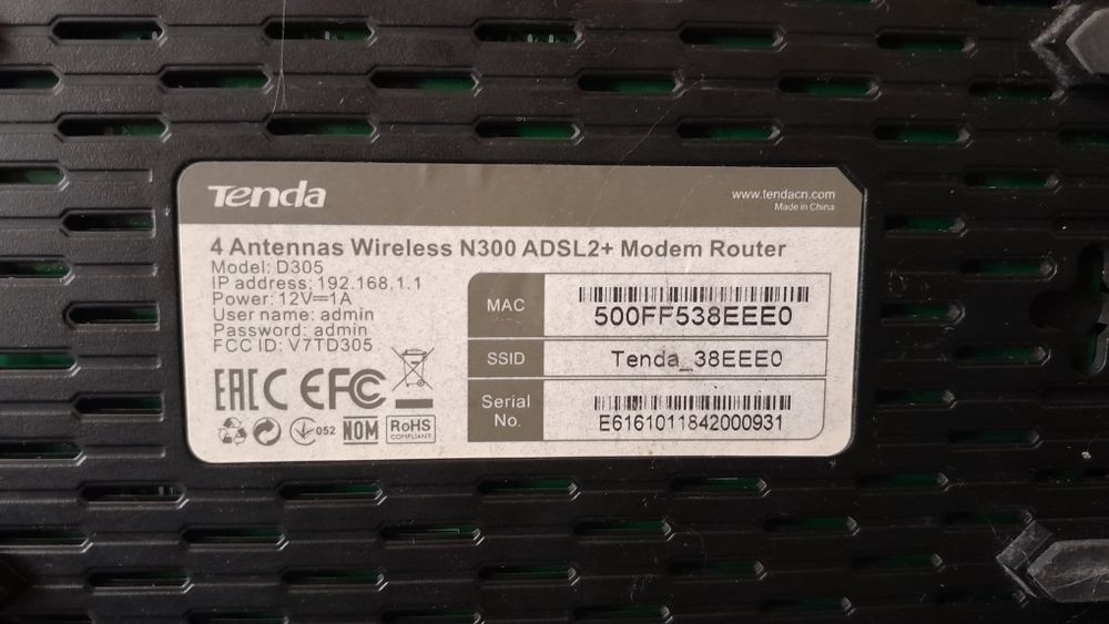 Wi-Fi роутер Tenda D305