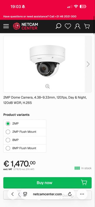Camera supraveghere 4k retea AI Hanwha Pnd-A6081RV Vandal Dome