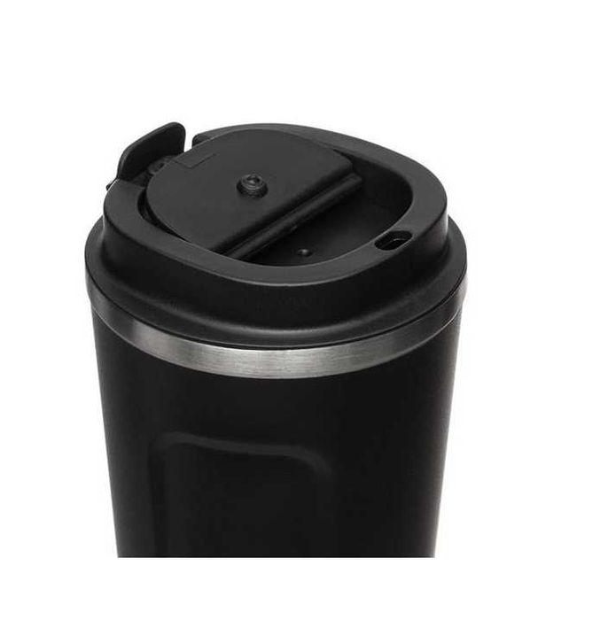 Термочаша Mercado Trade, С капак, За топли напитки, Метал, Черен
