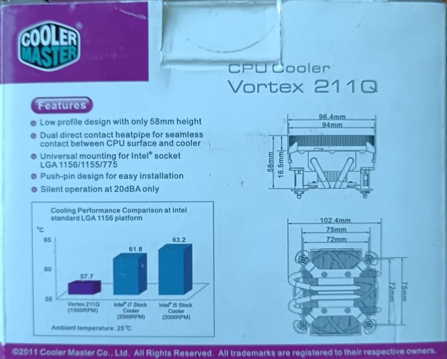 Продам куллер Vortex-211Q для ЦП. Новый.