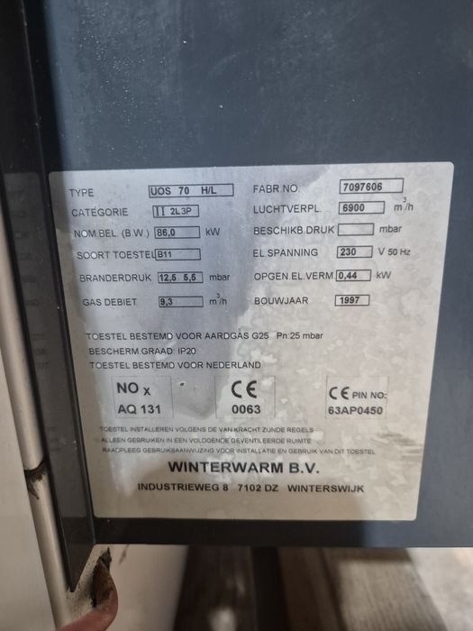 Aeroterma industriala pe gaz