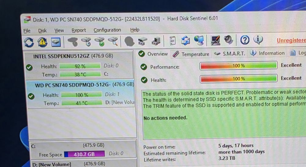1TB Western Digital PC SN740 512GB NVMe PCIe 4.0 x4