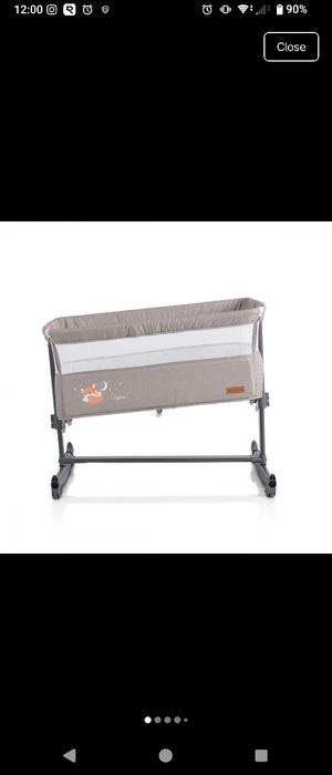 Patut co-sleeper NOU pentru bebelusi Cangaroo Always Together cu laterala culisanta, 5 pozitii de reglare inaltime