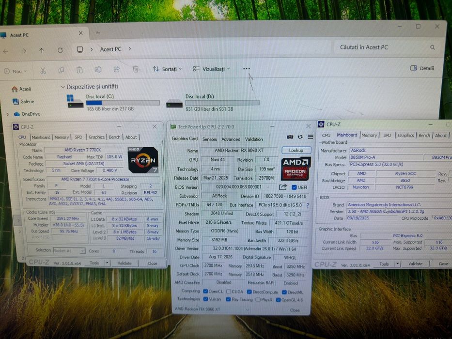 PC gaming Ryzen 7 7700X/RX 9060 xt /DDR 5 16 g /1 ,2 t SSD nmv2