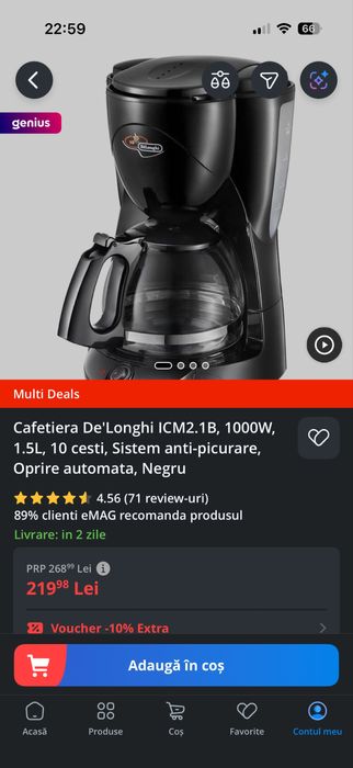 Filtru cafea Delonghi în stare perfectă