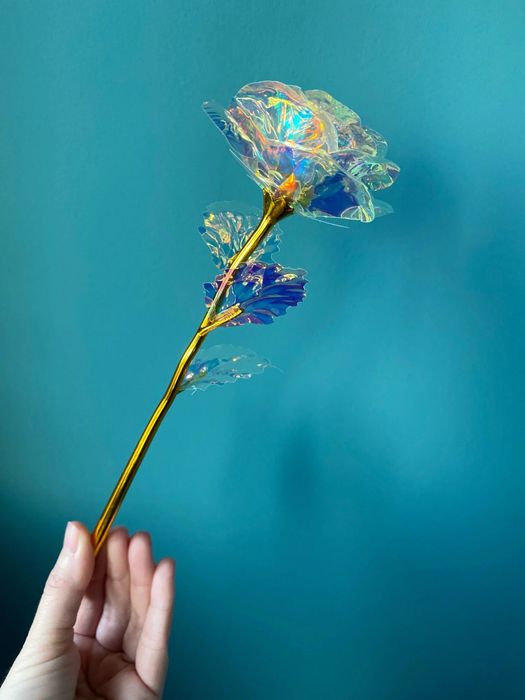 Кристална роза с 24к златно покритие 10лв