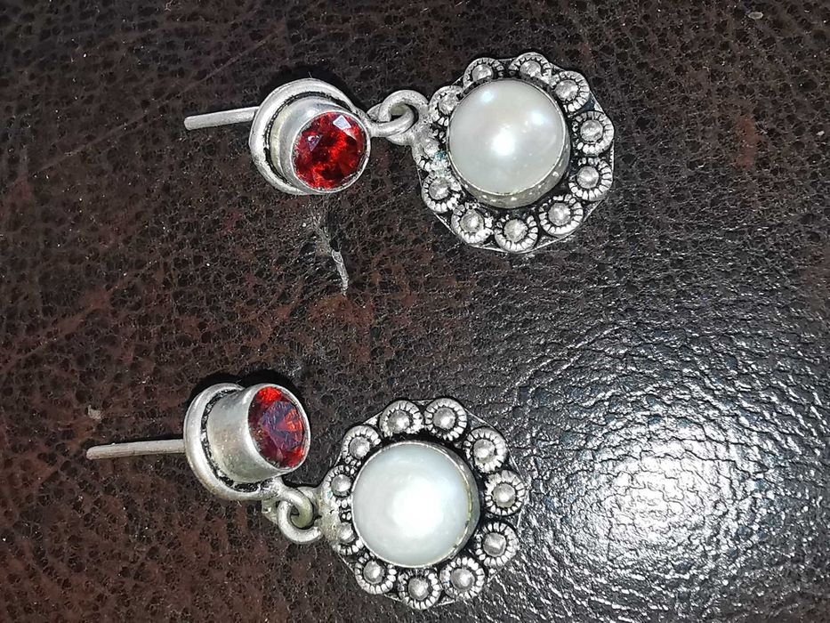 Cercei din argint, citrine și perla naturala, unicati