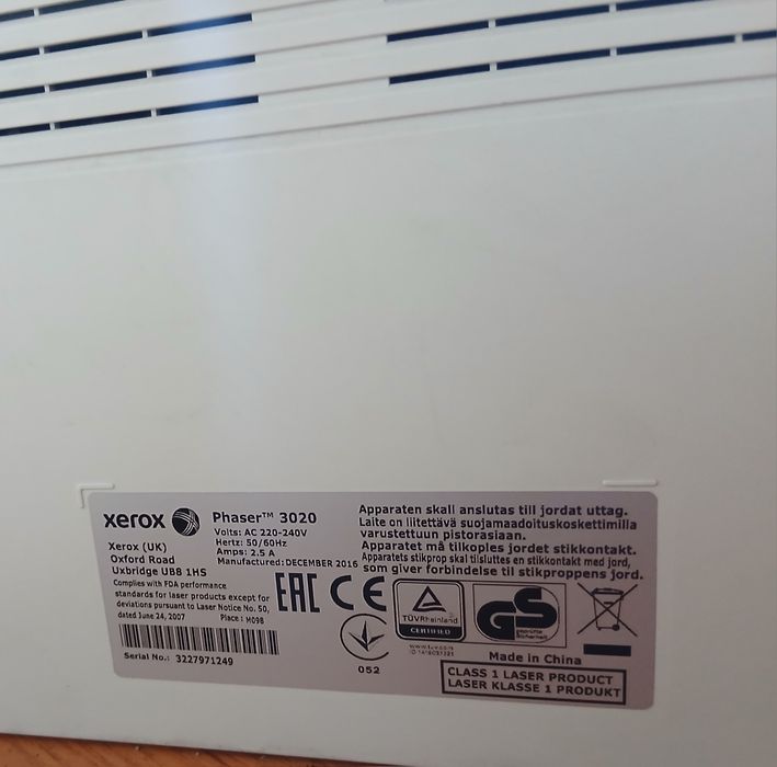 Xerox Phaser 3020 Wi-Fi lazer printer