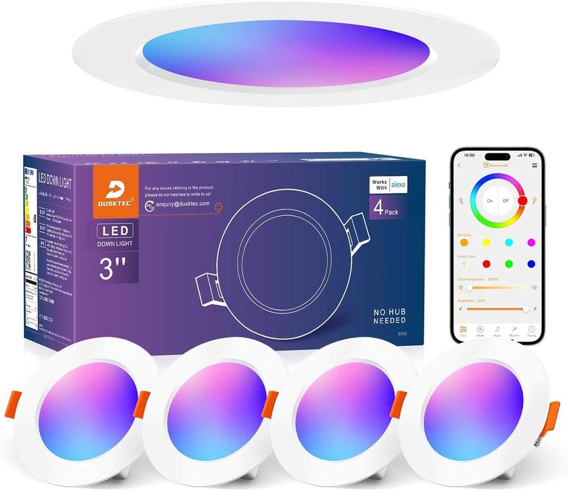 LED RGB смарт вградени спотове димируеми с APP – 4 броя