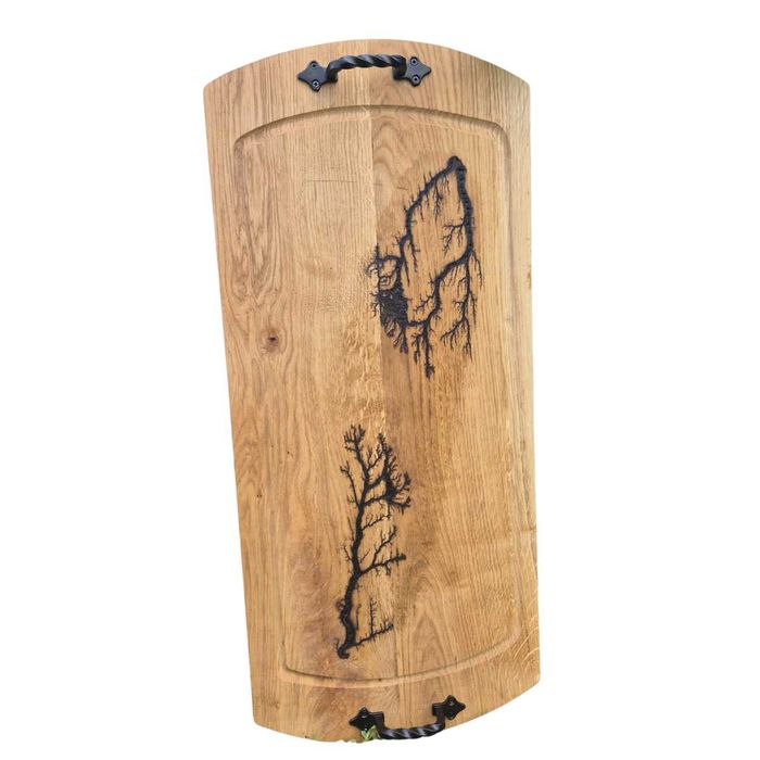 Platou tava sculptat cu manere din fier