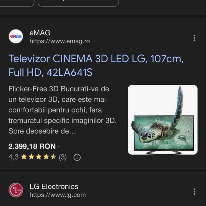 televizor smart 3D LED LG 107cm FUL  HD 50LA620S