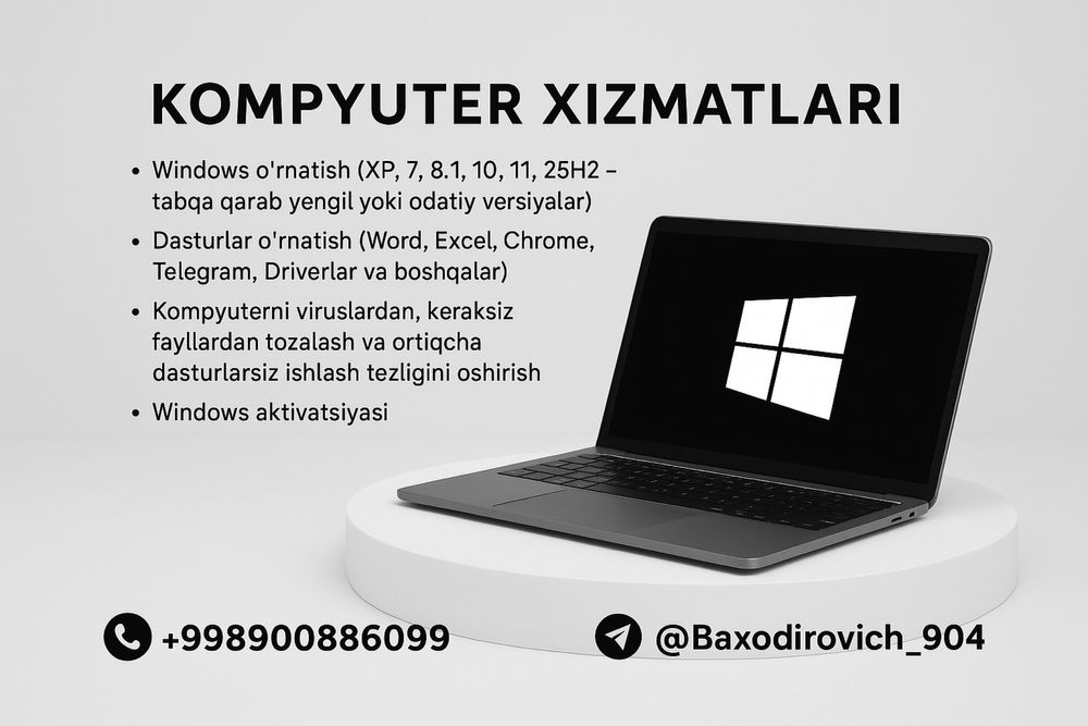 Windows o'rnatish va kompyuter xizmatlari - Navoiy viloyati