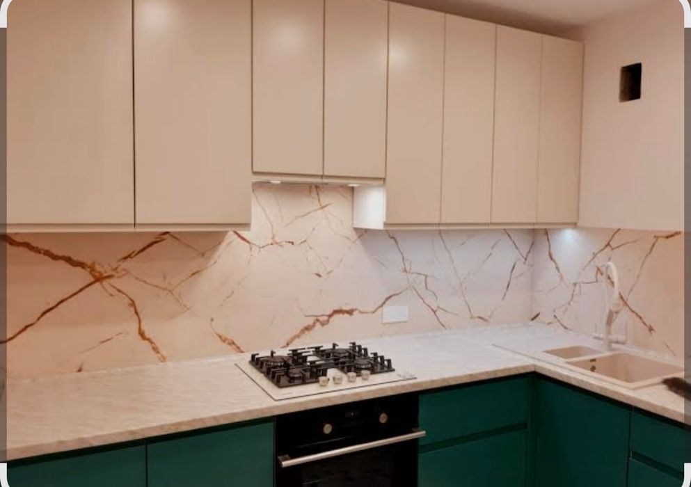 Монтаж гибкого мрамора